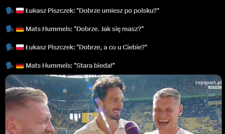 HIT! Mats Hummels przerwy wywiad i... MÓWI PO POLSKU xD